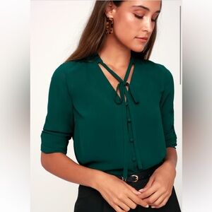 Lulus Dark Green Blouse